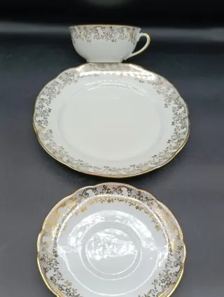 Trío de taza de té o café largo porcelana francesa