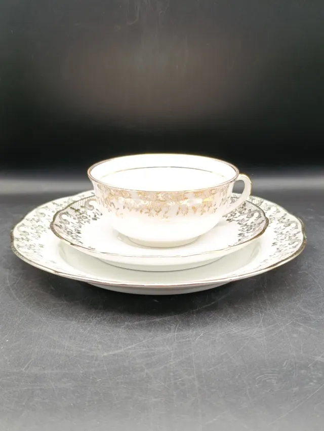 Trío de taza de té o café largo porcelana francesa