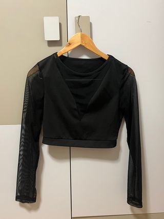 Top negro manga larga - talla S