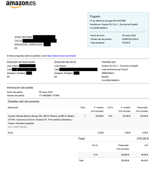 Patinete Eléctrico Bongo D30