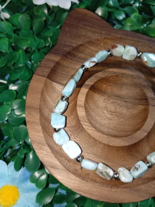 Bracciale larimar e distanziatori in acciaio