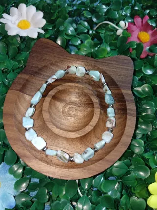 Bracciale larimar e distanziatori in acciaio