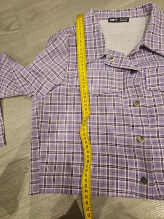 Conjunto SHEIN cuadros lila crop top y falda