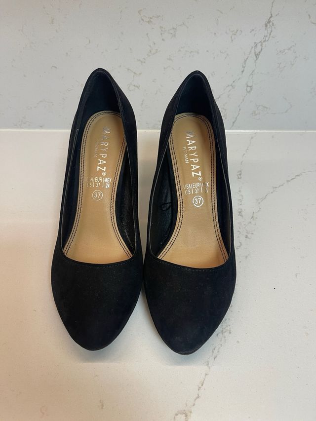 Zapatos Marypaz Ante Negros Talla 37