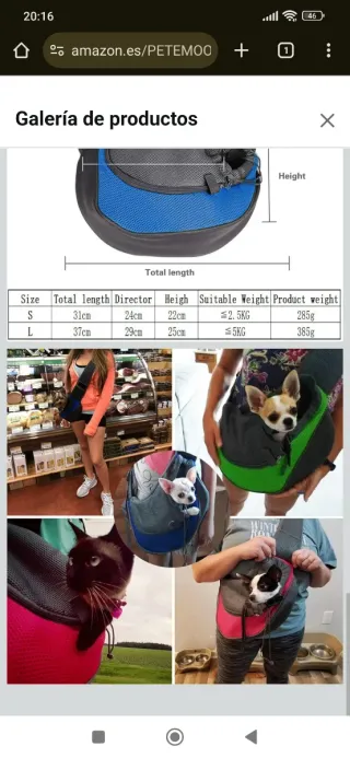 Bolso transportín perro pequeño