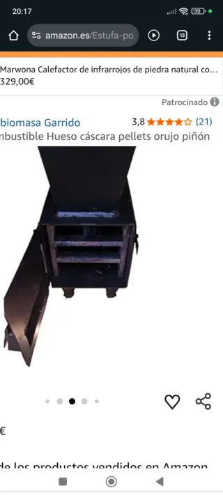 Estufa Garrido cáscara almendras