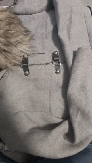 Abrigo paño gris con pelo XL