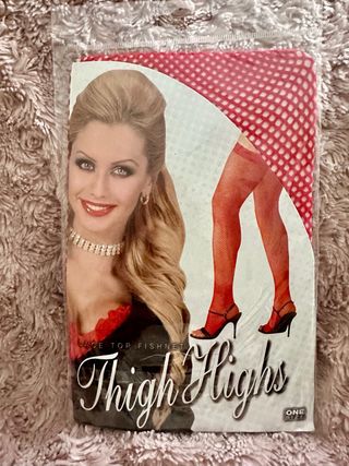 Medias Rejilla Encaje Rojo Talla Única