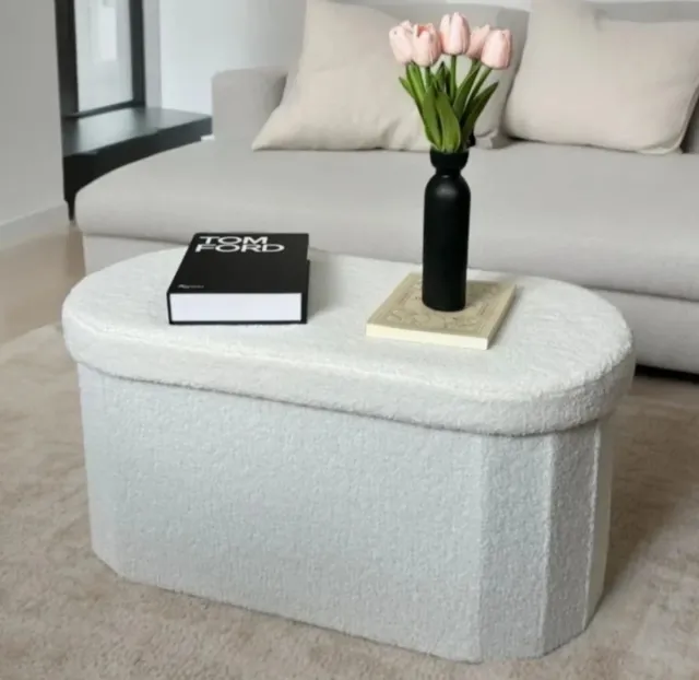 Puf de borrego branco