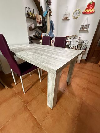 Mesa de comedor de madera + 6 Sillas.