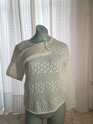 Jersey de punto blanco calado