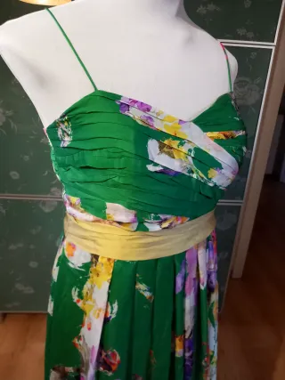 Vestido largo fiesta floral verde