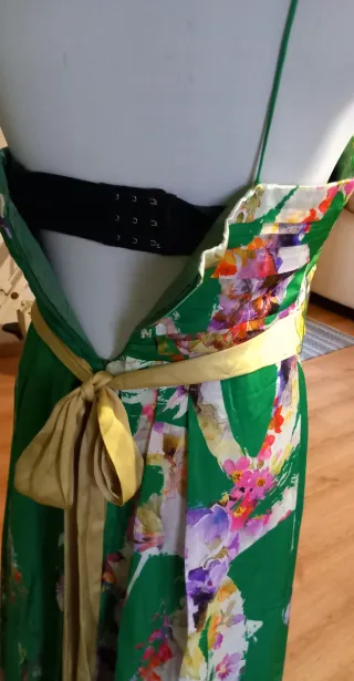 Vestido largo fiesta floral verde