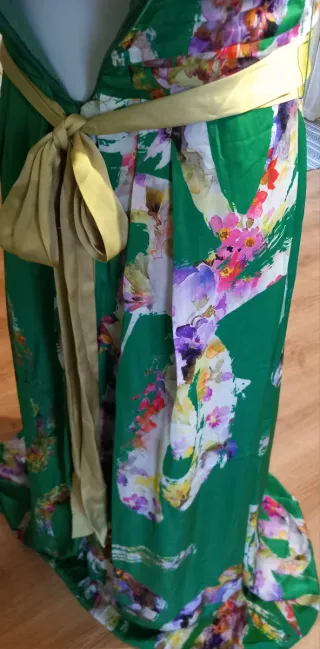 Vestido largo fiesta floral verde