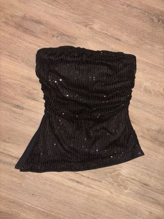 Top banda lentejuelas negro