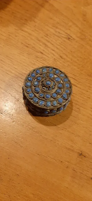 Scatola vintage pietre blu tibetana