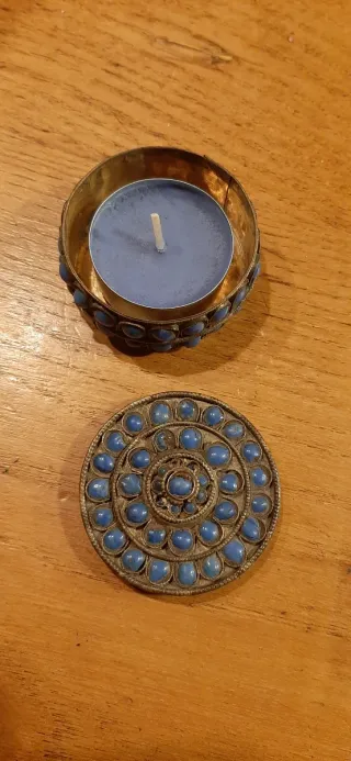 Scatola vintage pietre blu tibetana