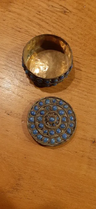 Scatola vintage pietre blu tibetana