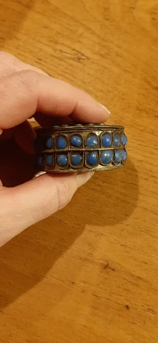 Scatola vintage pietre blu tibetana