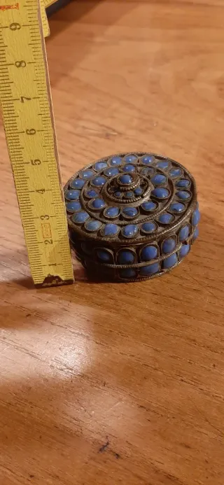 Scatola vintage pietre blu tibetana