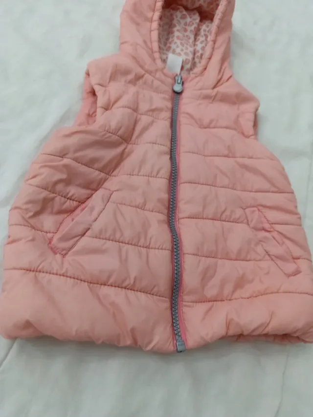 Chaleco niña rosa con capucha