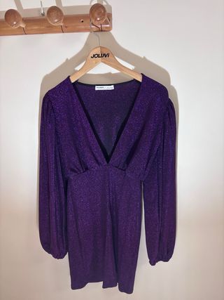 Vestido Morado Brillante Pull and Bear