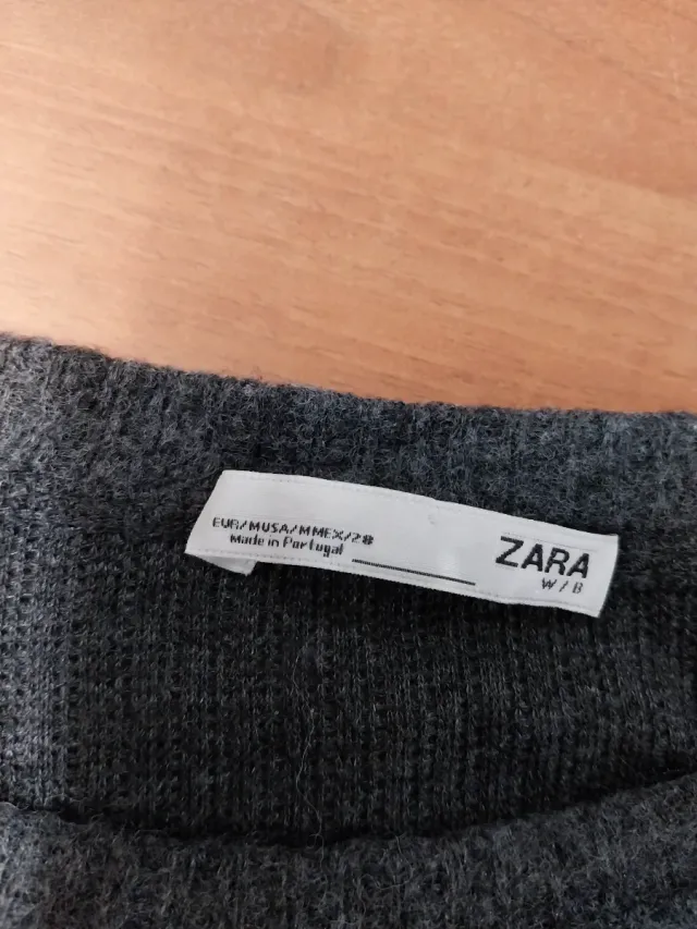 Jersey Zara Mujer Gris Bordado Flores