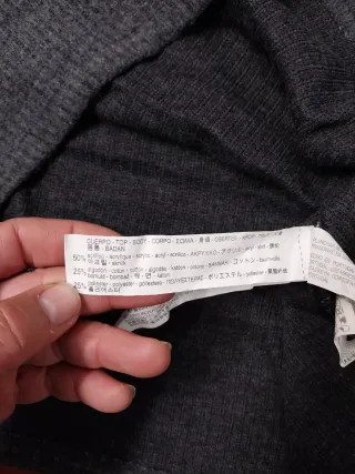 Jersey Zara Mujer Gris Bordado Flores