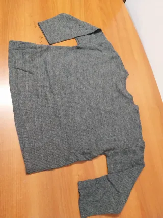 Jersey Zara Mujer Gris Bordado Flores