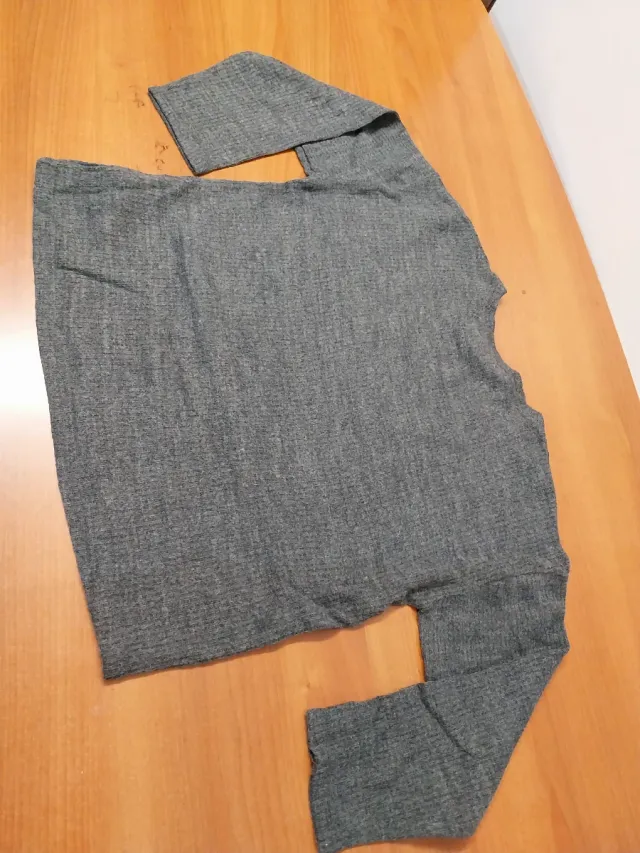 Jersey Zara Mujer Gris Bordado Flores