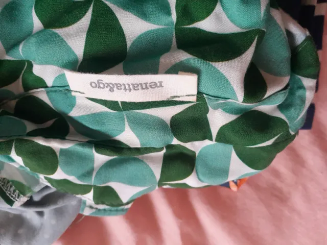 Blusa verde y turquesa estampada