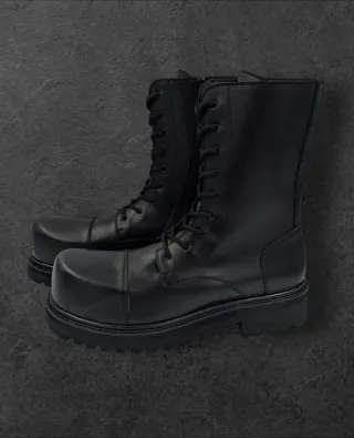 Vetements Stomp Leather Combat Boots