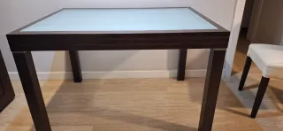 Tavolo da pranzo estensibile a 2,40 m in wengé e cristallo