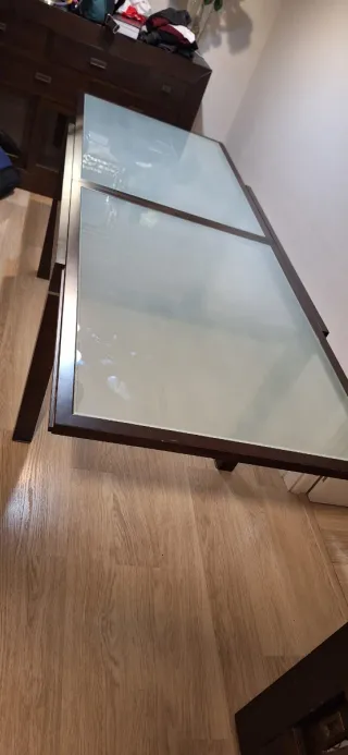 Tavolo da pranzo estensibile a 2,40 m in wengé e cristallo