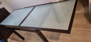 Tavolo da pranzo estensibile a 2,40 m in wengé e cristallo