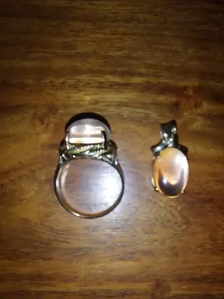 Anillo y colgante Oro 375 (9 k) y piedra transpare