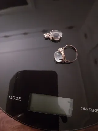 Anillo y colgante Oro 375 (9 k) y piedra transpare