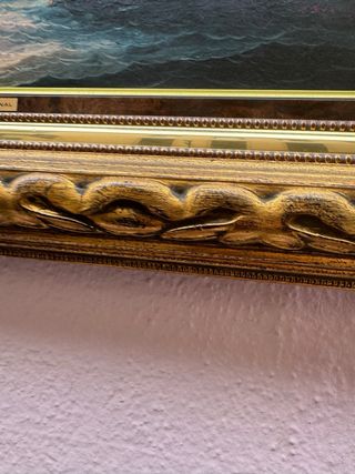 cuadro paisaje marino óleo marco dorado a medida