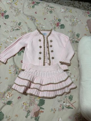 Conjunto lana niña en rosa y camel talla 24M Rahig