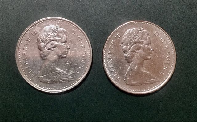 2 monedas CANADA 10 cts. 1974 1975