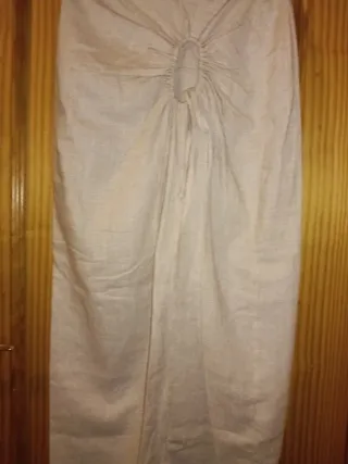 Falda larga Stradivarius beige