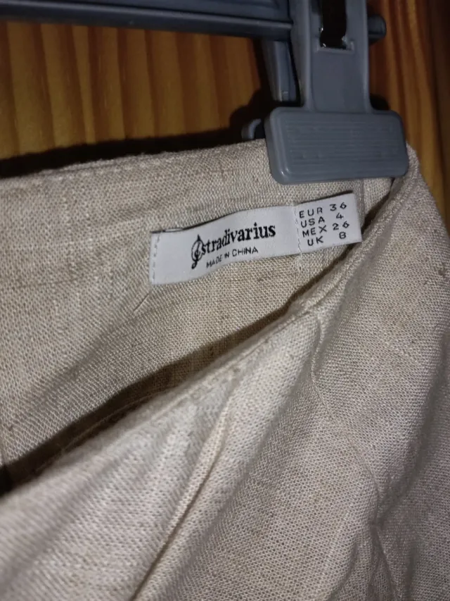 Falda larga Stradivarius beige