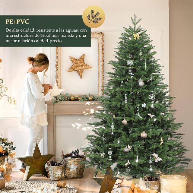 Árvore de Natal Yorbai 180cm com neve LED e pinhas