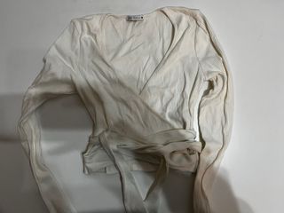 Camiseta Zara Wrap Blanco Crudo Talla S
