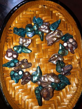 Pulsera Conchas Abulón Morado/Teal