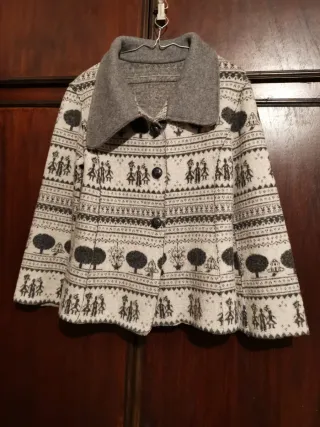 Cárdigan de lana 85% estampado color gris