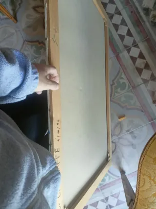 Quadro olio su tela paesaggio invernale, Naif