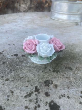 Portacandele in porcellana con rose