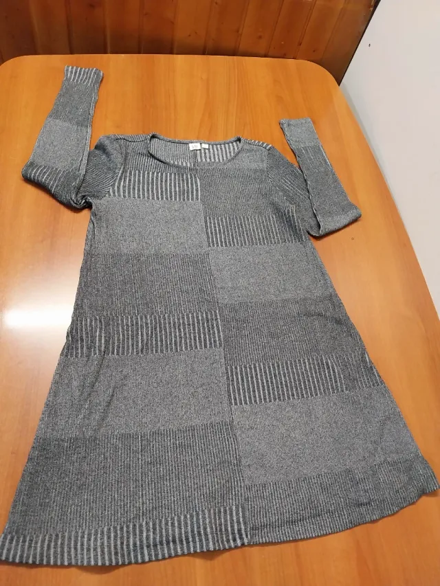 Vestido Gap Gris Cuadros Manga Larga