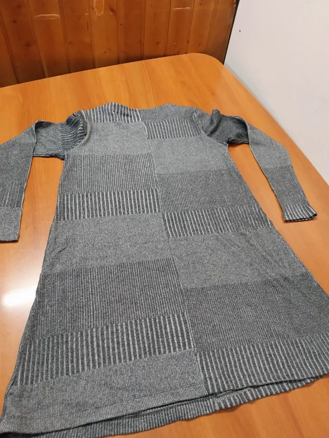 Vestido Gap Gris Cuadros Manga Larga